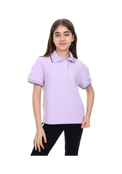 Toontoy Kids Toontoy Kız Çocuk Baskılı Polo Yaka Çıtçıtlı Kısa Kollu Tişört - Yırtmaçlı Lila Toontoy Kids Toontoy Kız Çocuk Baskılı Polo Yaka Çıtçıtlı Kısa Kollu Tişört - Yırtmaçlı Lila