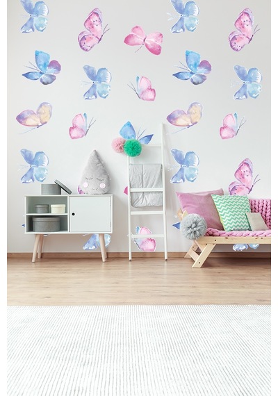 Sevimli Kelebekler Temalı 20 Parça Çocuk Ve Bebek Odası Dekoratif Duvar Sticker Seti