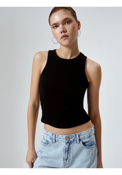 Koton Ribanalı Basic Atlet Pamuklu Slim Fit Siyah 4sal30006ık Siyah