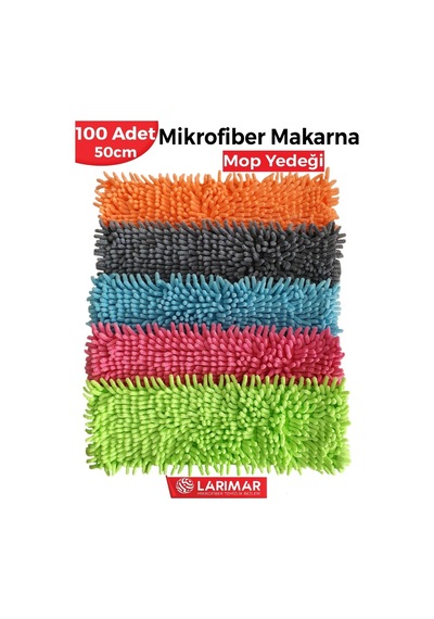 Larimar Makarna Mop Mikrofiber Yedek Paspas Temizlik Bezleri 100'lü 50 CM