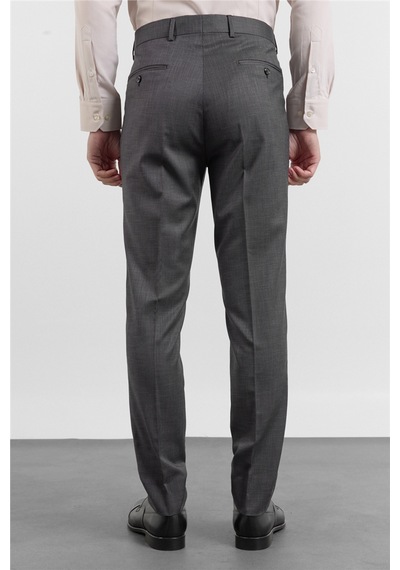 İmza Siyah - Antrasit Yan Cep Kendinden Desenli Slim Fit Esnek Classic Pantolon 1003255178