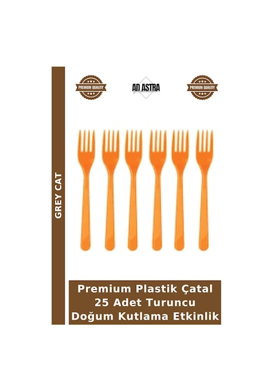 Premium Plastik Çatal 25 Adet Turuncu Doğum Kutlama Etkinlik