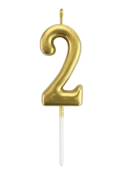 2 Yaş Gold Rakam Mum Altın Renk Doğum Günü Pasta Mumu 12 Cm Diğer