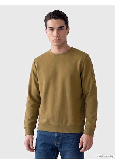 Lcwaıkıkı Classic Sarı Bisiklet Yaka Erkek Kalın Sweatshirt