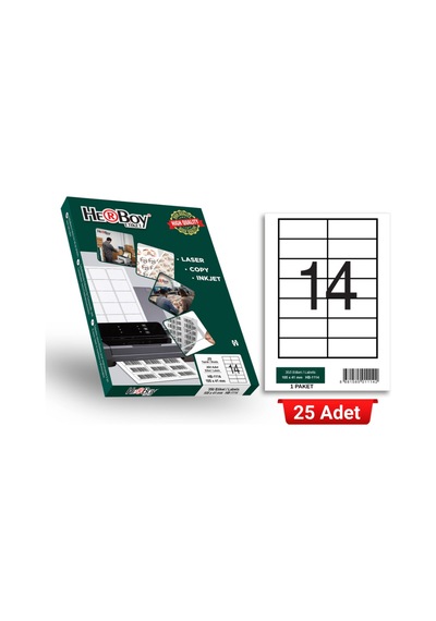 Herboy Hb-1114 105 X 41 Mm A4 Laser Etiket 25 Adet