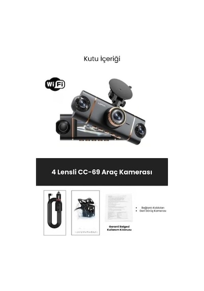 Mpıa Cc-69 4 Lens 3.16" Ips Ekran 5mp / Wi-fi / Tf Araç Kamerası
