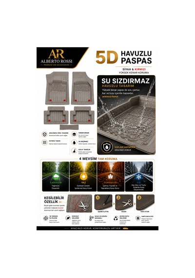 Nissan Navara 2018 Model Uyumlu Enerji Gri 5d Havuzlu Paspas Yumuşak Kaymaz Taban