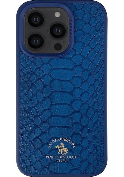 Santa Barbara Polo Racquet Club Apple iPhone Uyumlu  14 Pro Max Kılıf Pu Deri Timsah Tasarım Business Knight Kapak Lacivert