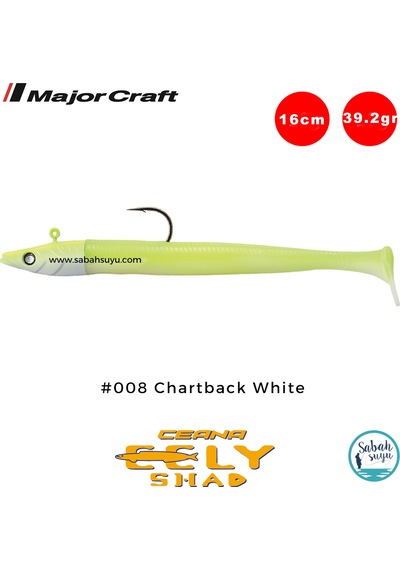 Major Craft Ceana Eely Shad Ces-160 16cm 39.2gr Silikon Balık 008 Chartback White