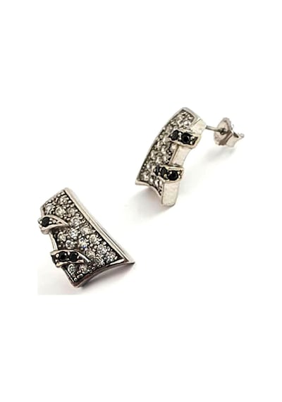Zirkon Oniks Taş Detaylı Gümüş Modern Küpe