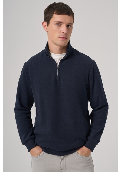 Morven Erkek Lacivert Fermuarlı Bato Yaka Dynamic Fit Sweatshirt 26ks063002200 Lacivert