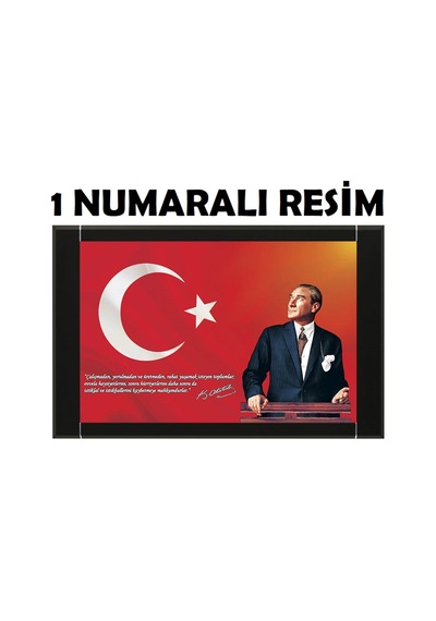 90X140 Cm Deri Çerçeveli Atatürk Resimli Makam Panosu