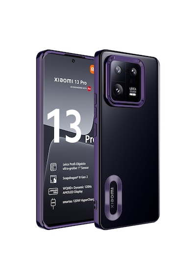 Xiaomi Mi 13 Pro Kılıf Kamera Lens Korumalı Logo Gösteren Parlak Kenarlı Kapak Omega