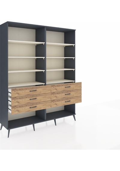 Hyperion Gardrop 8 Raflı 6 Çekmeceli 176x44x221 Antrasit-aytaşı/çam Aytaşı/çam Hyperion Gardrop 8 Raflı 6 Çekmeceli 176x44x221 Antrasit-aytaşı/çam Aytaşı/çam