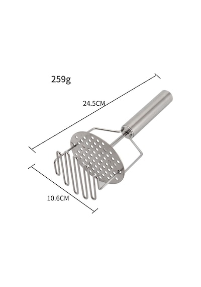 Mallart Paslanmaz Çelik Yaylı Patates Ezici - 24,5 Cm Patates Presi / Ergonomik Saplı Sebze Ezme Aleti / Manuel Pü
