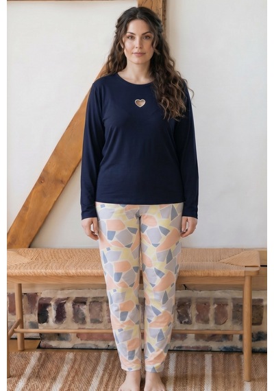 Siyah İnci Lacivert Desenli Nakışlı Büyük Beden Battal Boy Viskon Örme Pijama Takım 26224824 Siyah İnci Lacivert Desenli Nakışlı Büyük Beden Battal Boy Viskon Örme Pijama Takım 26224824