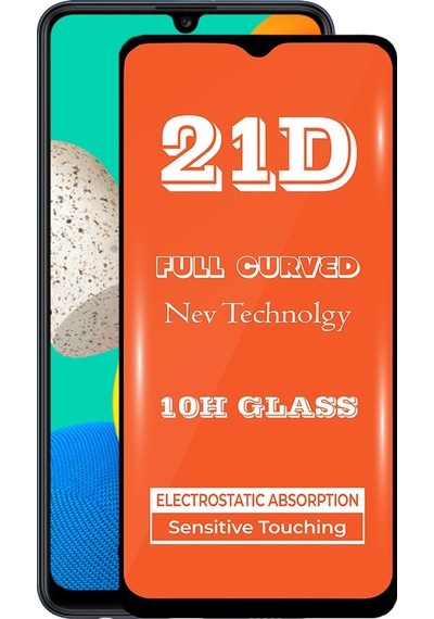 Samsung Galaxy M32 ile Uyumlu Tam Kaplayan 21D Temperli Cam Ekran Koruyucu
