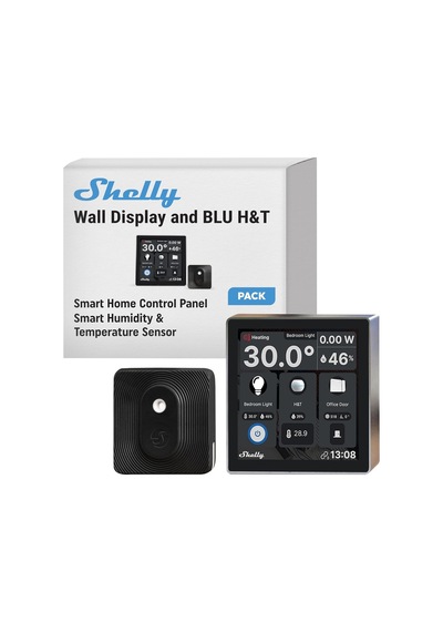 Wall Display Siyah + Blu H&t Siyah Paket , Wlan Akıllı Ev Kontrol Paneli, Termostat, Entegre 5a Röle, Nötr İletken
