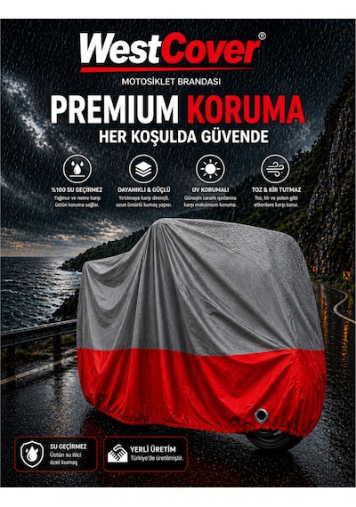 Honda Forza 250 Gri-kırmızı Parç. Motosiklet Branda Su-toz Geçirmez Motor Örtü