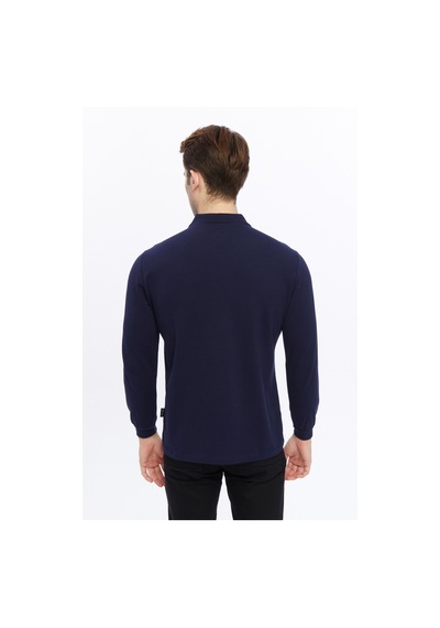 Uniprom Erkek Uzun Kollu Polo Yaka Pamuk Tişört Uzun Kollu T Shirt Lacivert Lacivert