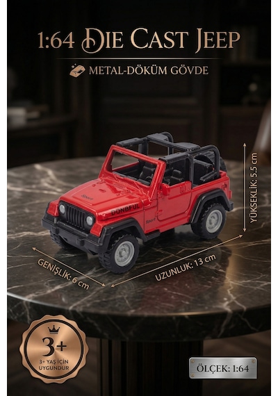 1:64 Ölçek Metal Döküm Kırmızı Jeep Oyuncak Araba - Off-road Arazi Aracı Die-cast Model Çok Renkli