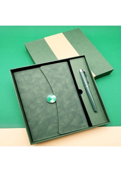 Askımo - Özel Kutulu Deri Defter Ve Roller Kalem Seti