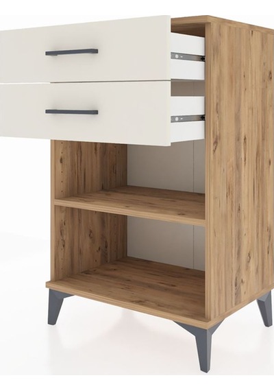 Hyperion Komodin Tek Raflı 2 Çekmeceli 60x44x96 Çam-aytaşı Çam