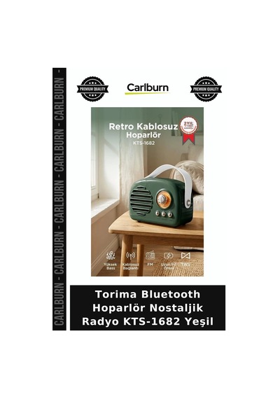 Delux Serisi Torima Bluetooth Hoparlör Nostaljik Radyo Kts-1682 Yeşil Ses Hediyelik Retro