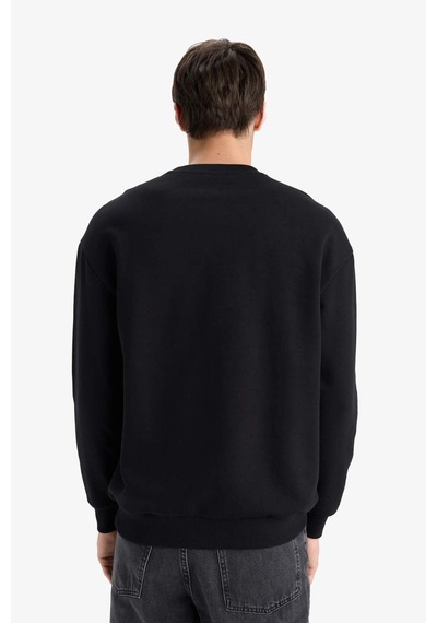 Defacto Boxy Fit Baskılı Sweatshirt F2626ax25wnbk81 Siyah-bk81
