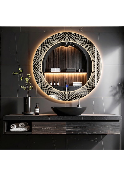 Trivon Günışığı Lazer Kumlamalı Lavabo & Banyo Aynası Dokunmatik Sensörlü 60 X 60