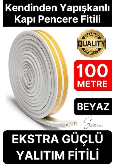 Kalın Kauçuk 2x50 100 Mt Ekstra Uzun Beyaz Kapı Pencere Fitili Soğuk Koruyucu Geçirmez I Zolasyon Diğer