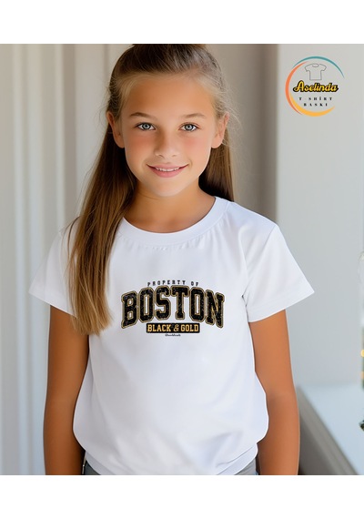Aselinda Unisex Boston Tasarım Baskılı Tshirt-aile Kombin Tişört Kombin Yapmak İçin 2 Ürün Ekleyiniz Beyaz Anne-kız