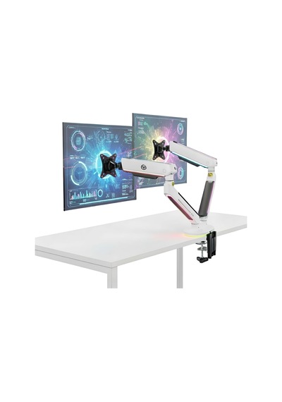 Elysium Std54024hlw 27-35 Rgb Çiftli Oyuncu Monitör Kolu, Her Kolda 14kg Taşıyan, Amortisörlü İkili Gaming Vesa S