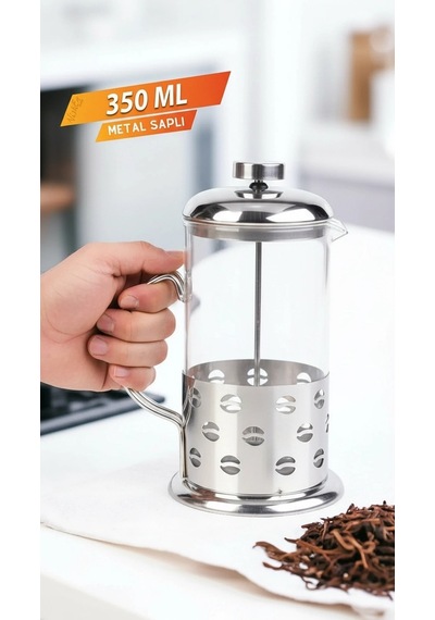 French Press - Filtre Kahve Ve Bitki Çayı Demliği 350 Ml Silver