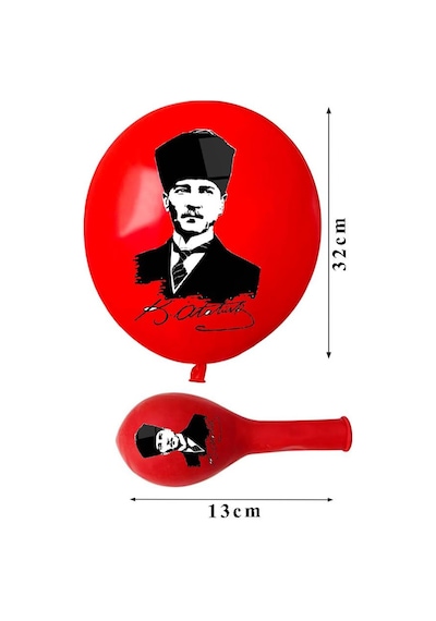 Atatüklü Ve Bayraklı Balon 10 Adet Ata Balon Süsleme 29 Ekim 23 Nisan Kırmızı Beyaz Balon Bayrak Balon Bayram