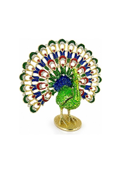 4 Adet Tavuskuşu Figür Dekoratif Masaüstü Süs 9,5 Cm, Peacock Figurine, Ev Ve Ofis İçin