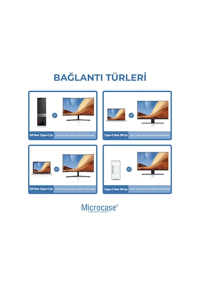 Type-c To Dp Displayport Kablo 8k 60hz / 4k 120hz / 2k 165hz Görüntü Aktarıcı Kablo 2 Metre - Standart