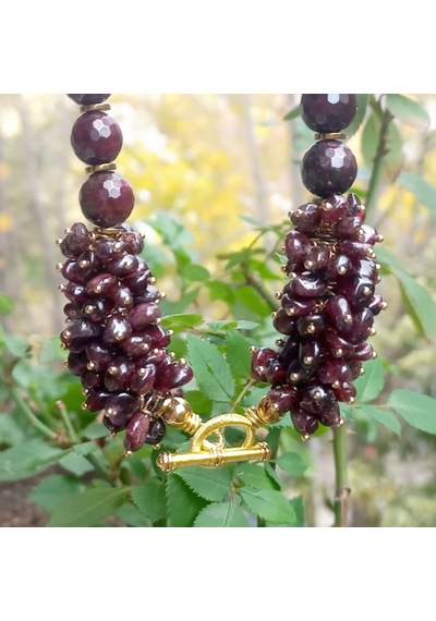 2603 Garnet Hematit El Yapımı Kolye Bordo
