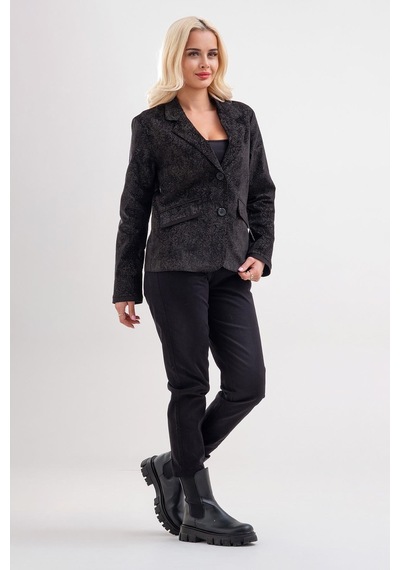 Bold & Young Kadın Baskılı Kadife Blazer Ceket Likralı Pamuklu Kumaş, Astarlı, Çift Cepli Kadife Desenli Siyah Bold & Young Kadın Baskılı Kadife Blazer Ceket Likralı Pamuklu Kumaş, Astarlı, Çift Cepli Kadife Desenli Siyah