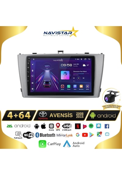 Toyota Avensis 2008-2015 Model 4gb + 64gb Android 13 Kablosuz Ca