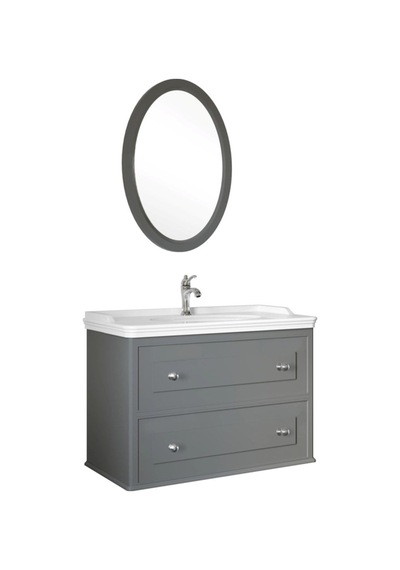 Kale Miro 100 Cm Mat Gri Banyo Dolabı Takımı