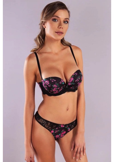 Gardenia Balconette Heavy Push Up Bra, Siyah Konforlu Ve Şık Sütyen Çok Renkli