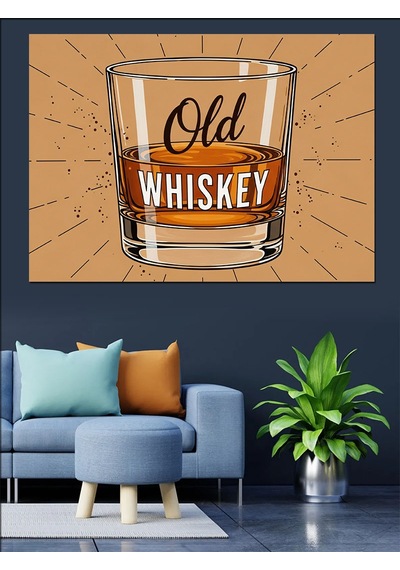 Old Whiskey Klasik Tasarım Dekoratif Kanvas - Mdf Ahşap Tablo