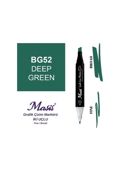 Çift Uçlu Marker Grafik Çizim Kalemi 52 Koyu Yeşil