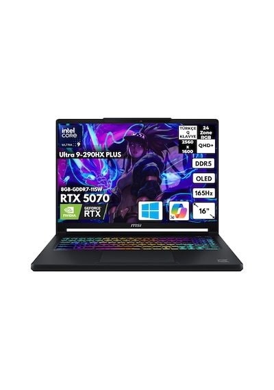 MSI Crosshaır 16 Max HX E2WGK-008TRHMF8 Ultra 9-290HX Plus 40 GB 2 TB SSD 8 GB RTX507016" QHD W11H Dizüstü Bilgisayar