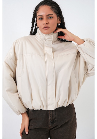Bigdart Kadın Oversize Bomber Şişme Mont 5124 - Ekru