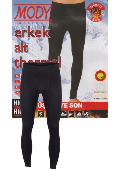 Erkek Doğa Sporlarında Kullanıma Uygun Siyah Renk Likralı Termal İçlik Takım