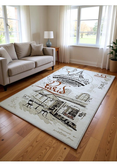 Dinarsu Halı Klasik Serisi %100 Akrilik Paris Desenli 125 X 200 Bej Rengi Bej