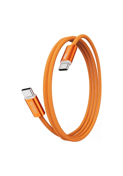 Wiwu Wi-c101 Essen Serisi Type-c To Type-c Hızlı Şarj Özellik Data Ve Şarj Kablosu 240w 1.5m Turuncu