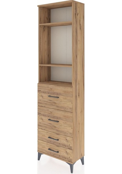 Arges Dolap 3 Raflı 4 Çekmeceli 60x30x221 Çam-çam Atlas Çam